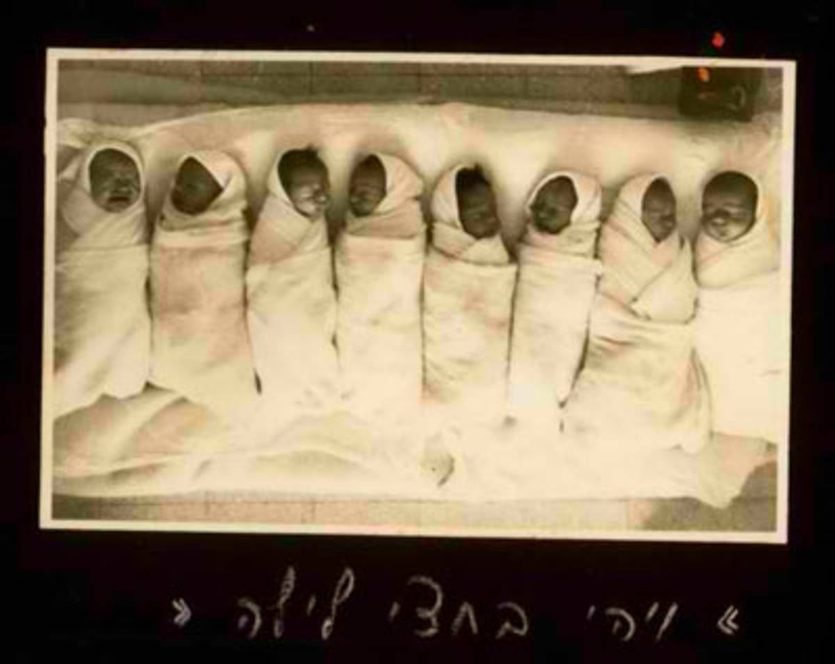 Yemeni babies at Rambam Hospital, Haifa, circa 1948-1955 (Israeli State Archives)