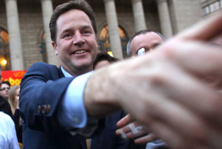 Nick Clegg campaigning in Sheffield, his home constituency, yesterday.(Christopher Furlong/Getty Images)