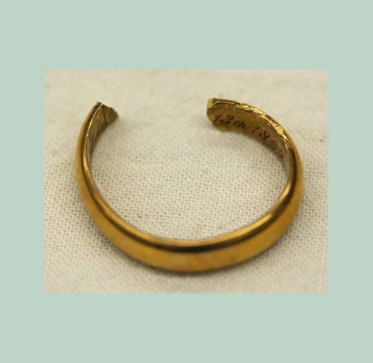 Wedding ring, 1862, gift of Mrs. R. G. Duval, 1940 