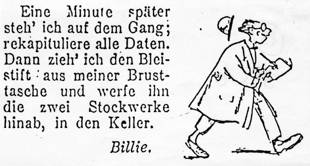 Caricature of Billie as a ‘racing reporter,’ in ‘Die Bühne,’ Feb. 18, 1926