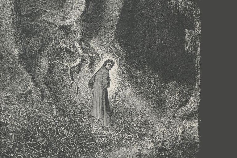 Detail from Paul Gustave Doré, Dante finds himself lost in a gloomy wood, from Canto 1 of the Divine Comedy(Public domain)