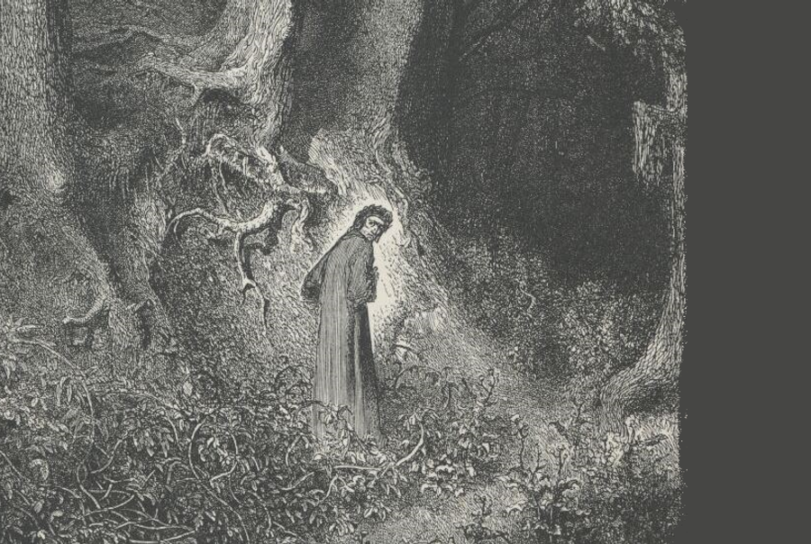 Detail from Paul Gustave Doré, Dante finds himself lost in a gloomy wood, from Canto 1 of the Divine Comedy(Public domain)
