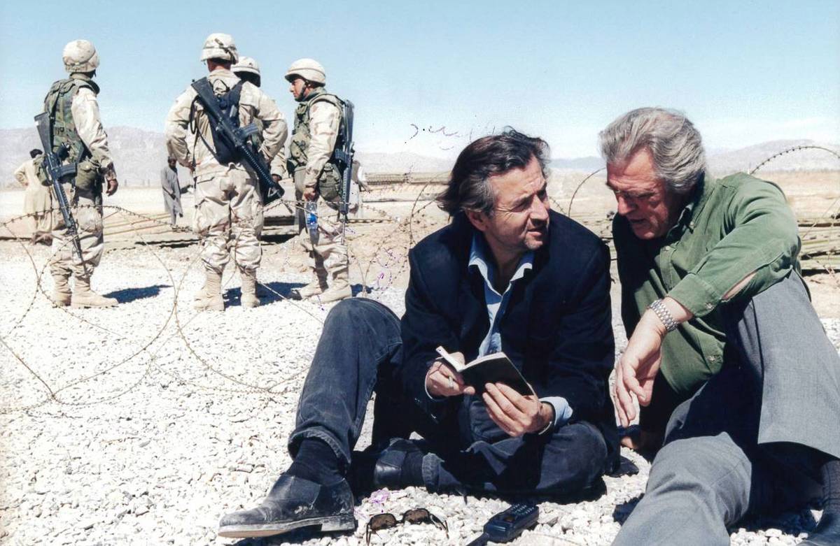 The author at the Kandahar airport with Bernard-Henri Lévy and U.S. Special Forces, 2002