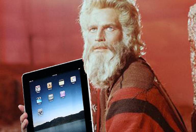 Moses has a new tablet: the iPad.(Innocent Bystanders/Justin Sullivan/Getty Images)