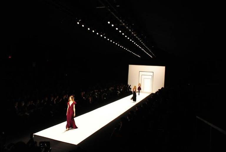 A model walks the runway at the J. Mendel Fall 2012 fashion show during Mercedes-Benz Fashion Week at The Theatre at Lincoln Center on February 15, 2012 in New York City.