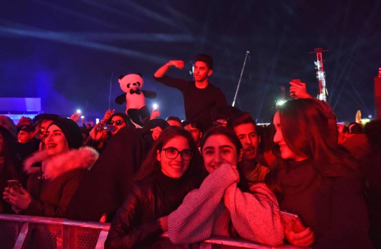 Saudi fans attend MDLBeast, an electronic music festival held in Banban, Riyadh, Saudi Arabia in 2019