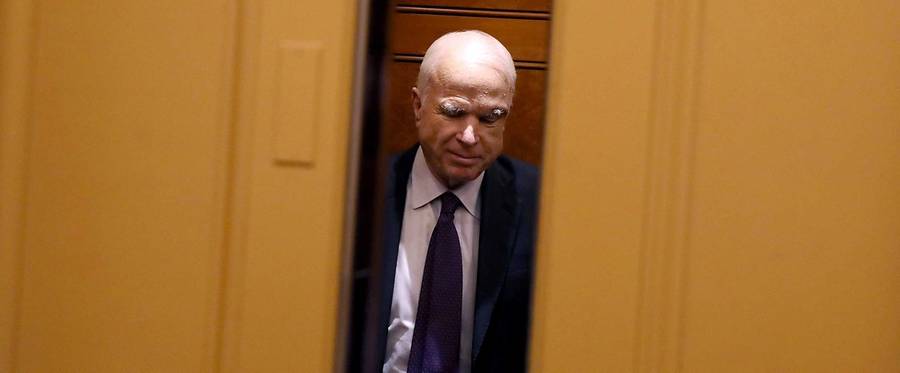 John McCain takes an elevator to the U.S. Capitol on July 26, 2017, in Washington, D.C.