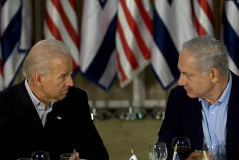 Biden and Netanyahu today, looking thrilled.(David Furst/AFP/Getty Images)