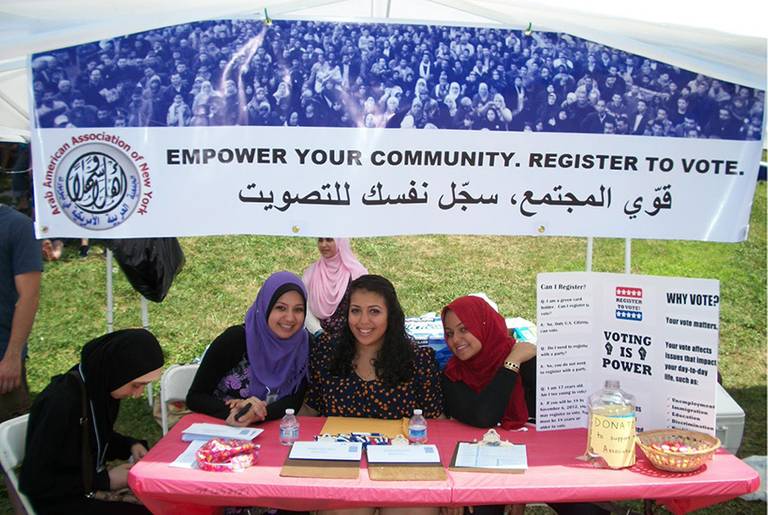 A voter registration table at the 2012 Bay Ridge Arab American Bazaar.(Arab American Association of NY)