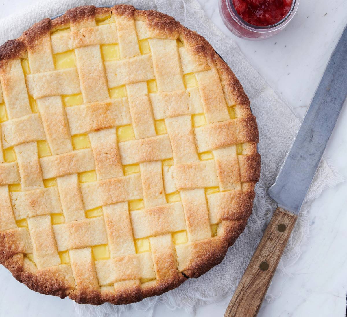 Ricotta and sour cherry crostata