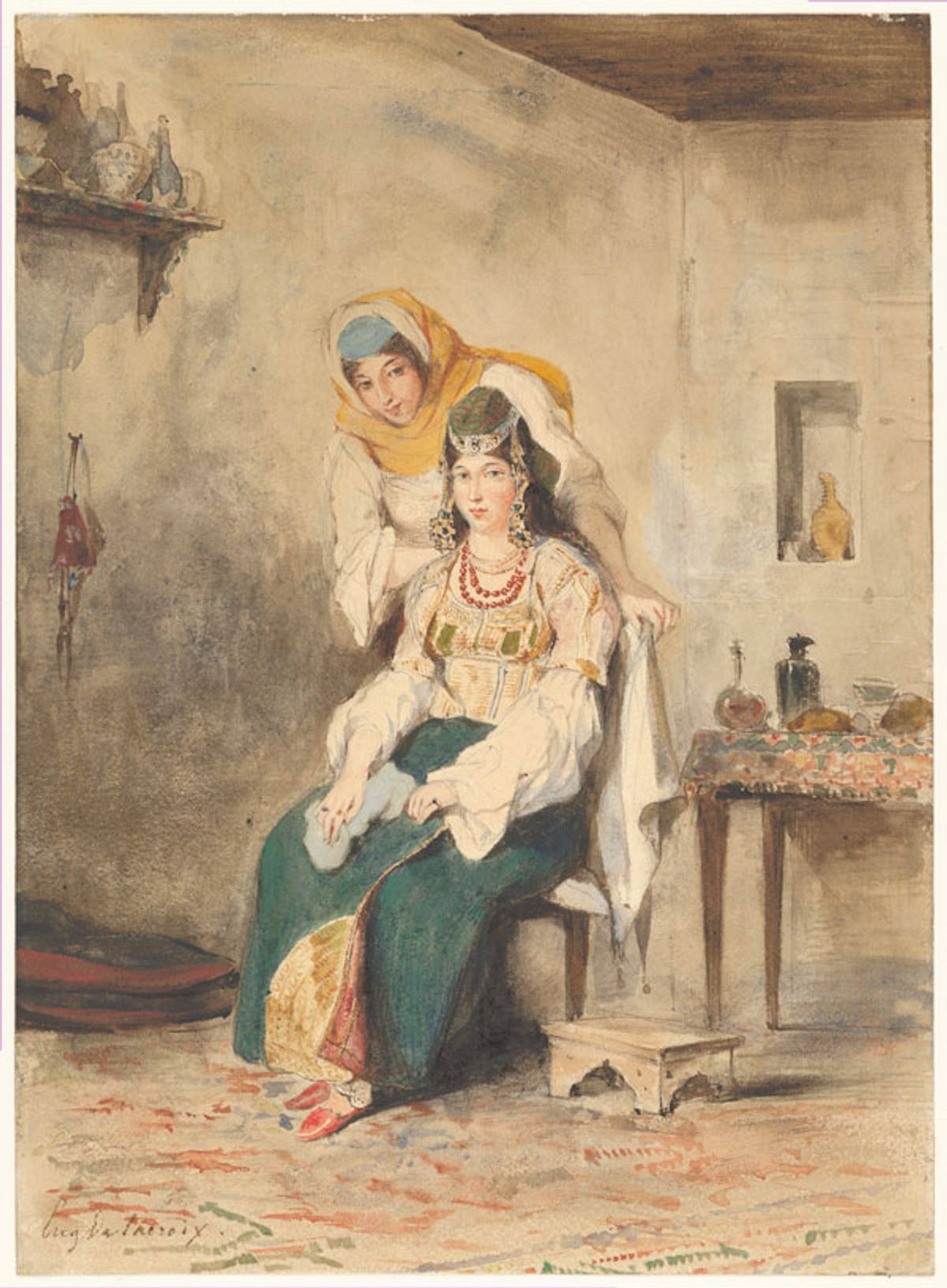 Eugène Delacroix, ‘Saada, the Wife of Abraham Ben-Chimol, and Préciada, One of Their Daughters,’ 1832. (Photo: The Metropolitan Museum of Art)