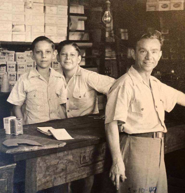 Miriam’s grandfather Julio Bradman with his sons Salomon and Juan, at their family’s shoe store in Matanzas, 1949