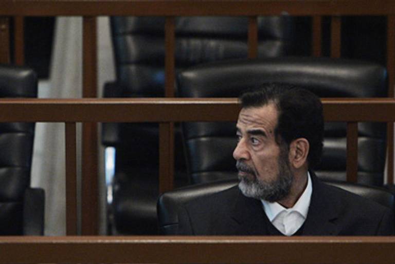 Saddam Hussein standing trial in 2006.(Chris Hondros/Getty Images)