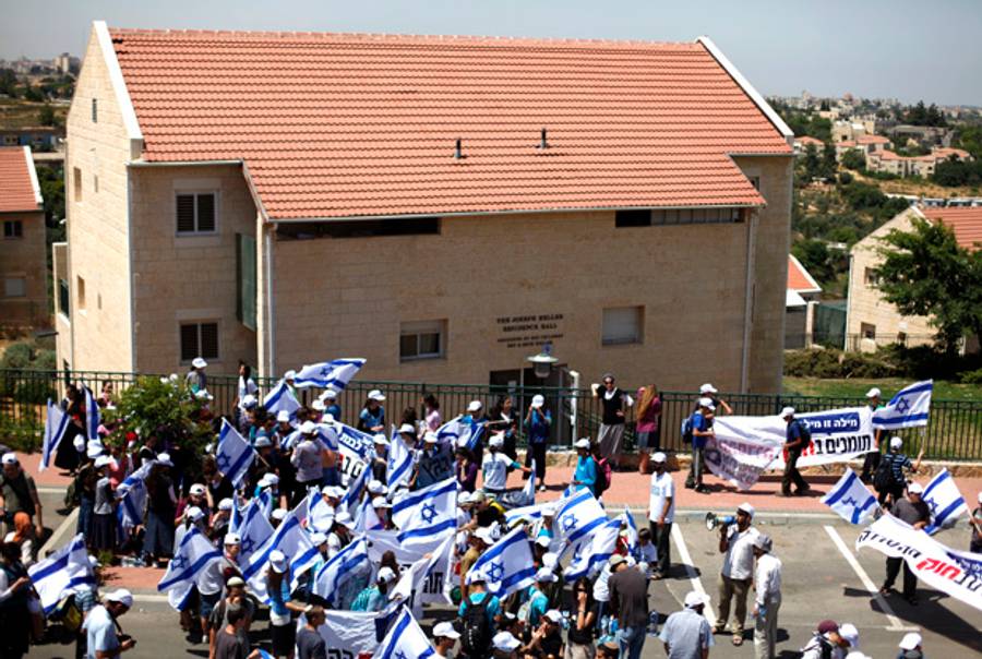 A protest earlier this week in Ulpana.(Lior Mizrahi/Getty Images)