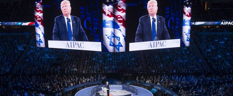 Republican presidential hopeful Donald Trump addresses the American Israel Public Affairs Committee (AIPAC) 2016 Policy Conference at the Verizon Center in Washington, DC, March 21, 2016. 