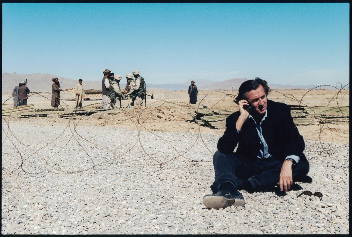 Bernard-Henri Lévy in Afghanistan, near Kandahar airport, 2002