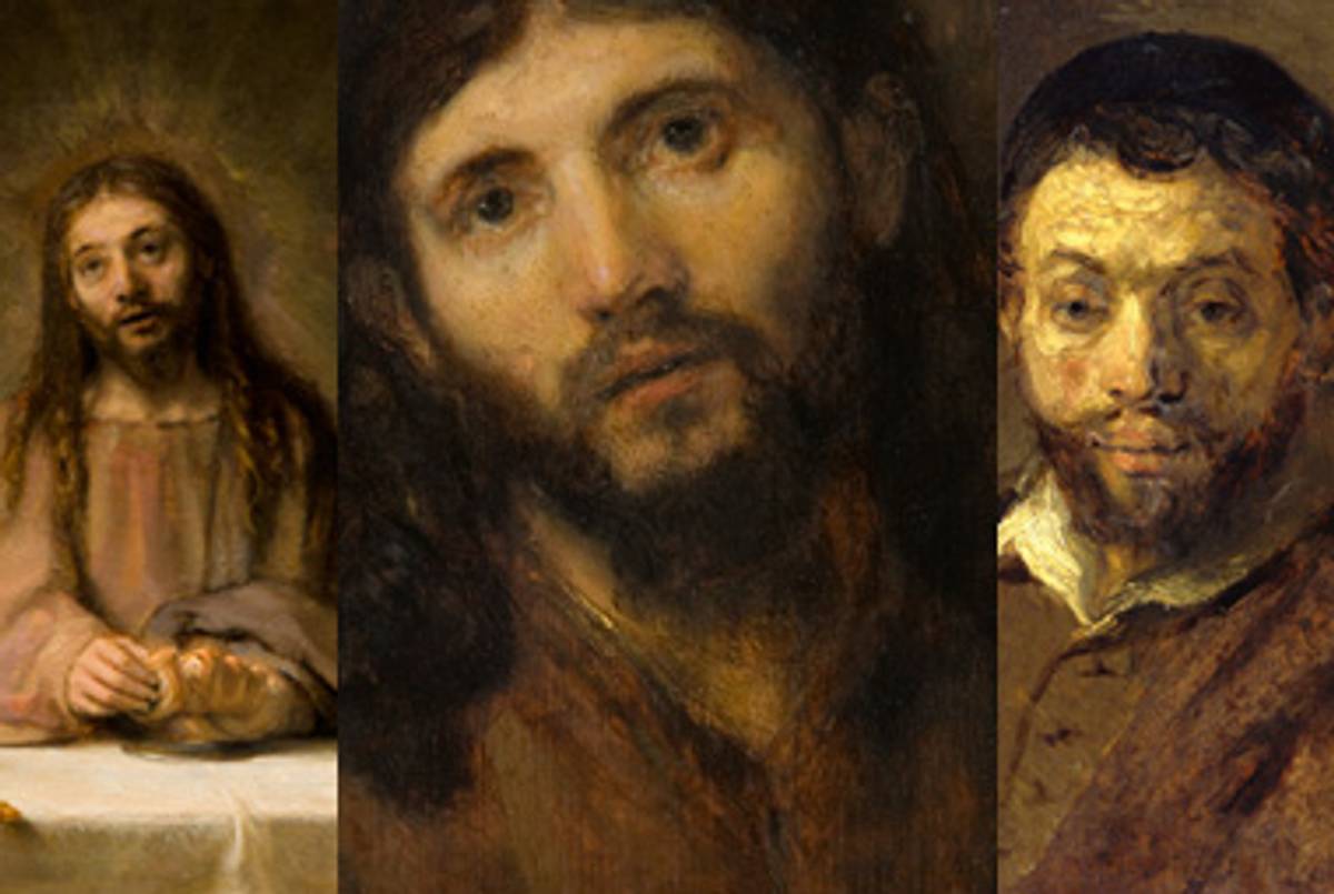 Details from The Supper at Emmaus, 1648; Head of Christ, c.1648-56; Portrait of a Young Jew, c. 1648(Musée du Louvre; Philadelphia Museum of Art, John G. Johnson Collection, 1917; Staatliche Museen zu Berlin)
