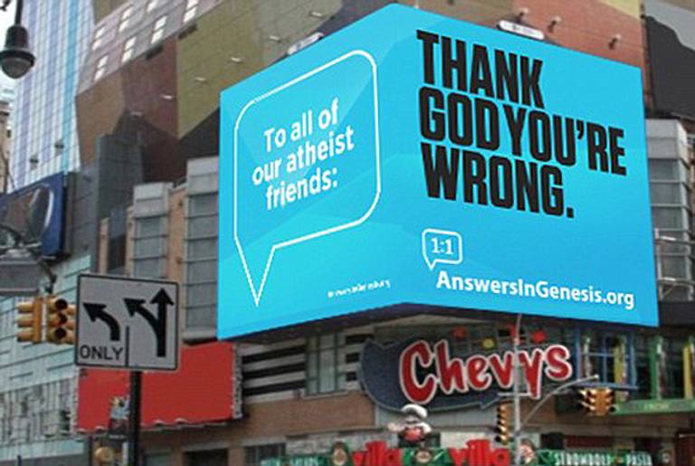 Times Square billboard.(Answers in Genesis)