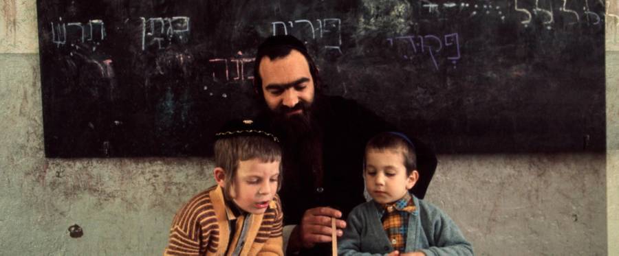 A teacher gives Hebrew lessons, Jerusalem, 1973