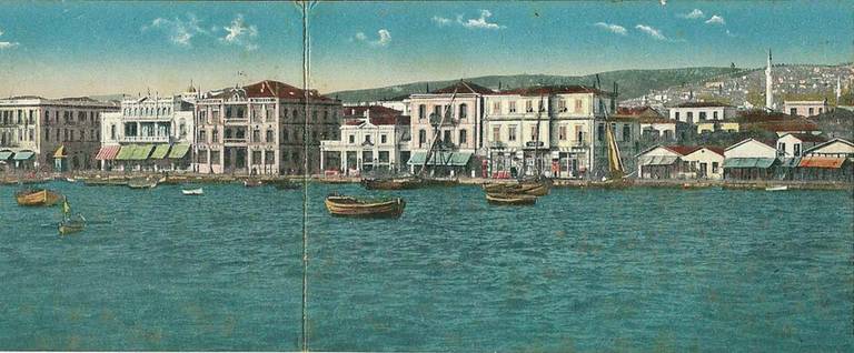 A painting of the seafront of Thessaloniki, as it was in 1917. 