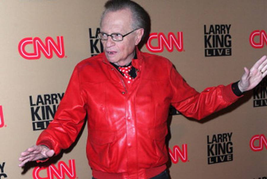 TV host Larry King arrives at CNN's Larry King Live final broadcast party yesterday at Spago restaurant in Beverly Hills.(Alberto E. Rodriguez/Getty Images)
