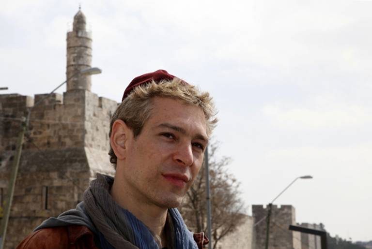 American singer Matisyahu is seen in Jerusalem's Old City on March 8, 2012, during his three-day visit to shoot a new music video. (GALI TIBBON/AFP/GettyImages)