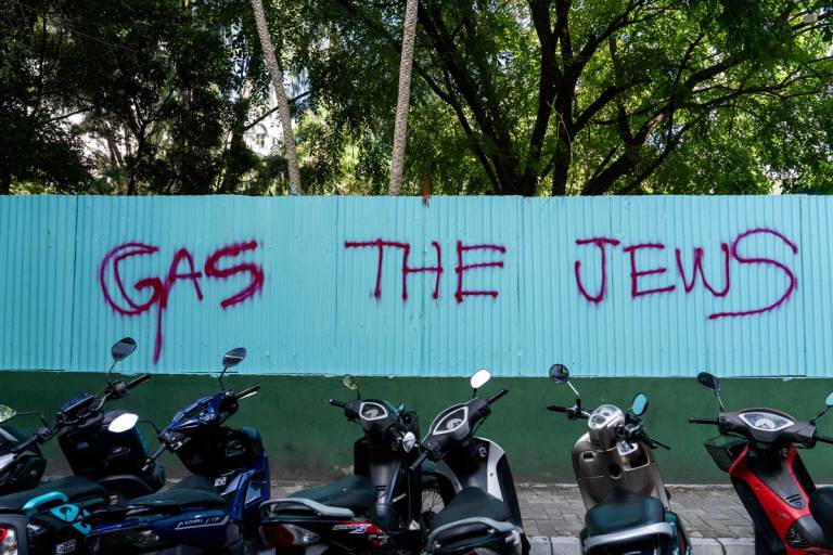 Antisemitic graffiti in Malé, Maldives on December 3, 2023