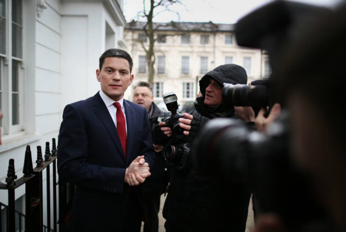David Miliband (L) at his home on March 27, 2013, London, England.(Peter Macdiarmid/Getty Images)