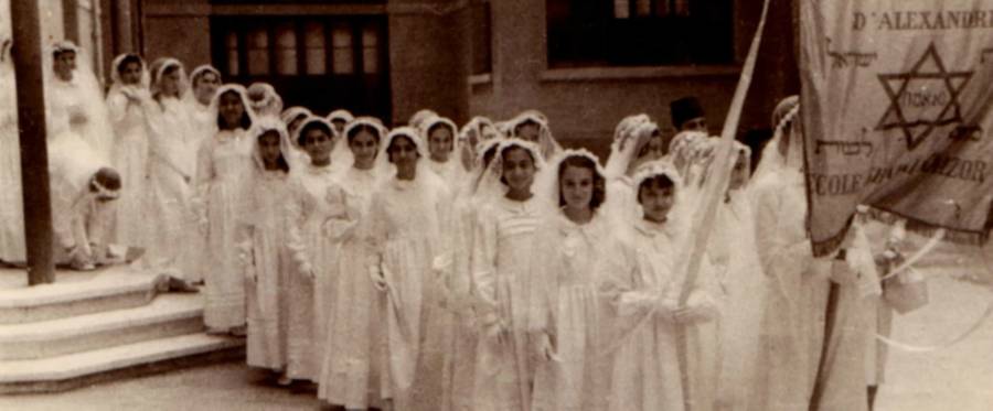 Jewish girls in Alexandria, Egypt, probably between the late '50s and early '60s.