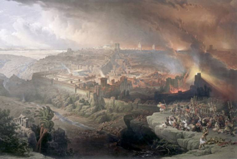 David Roberts, The Siege and Destruction of Jerusalem by the Romans Under the Command of Titus, oil on canvas, 1850.(Wikimedia Commons)