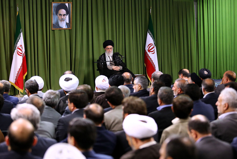 Iran's Supreme Leader, Ayatollah Ali Khamenei, speaking over the weekend.(Sipa via AP Images)