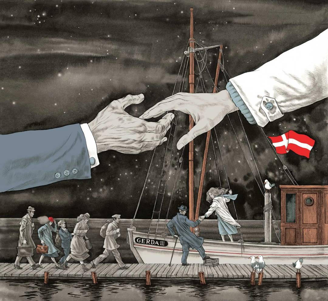 ‘Courage to Act: Rescue in Denmark’ features the story of the Gerda III, one of many small vessels used in the Danish rescue. Illustrations by Sveta Dorosheva bring elements of the story to life.