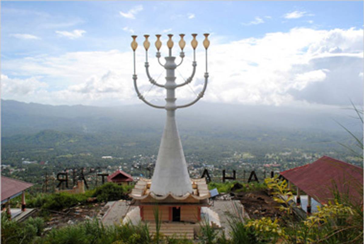 The 62-foot-tall menorah outside Manado, Indonesia. It may be the world’s biggest.(Ed Wray/NYT)