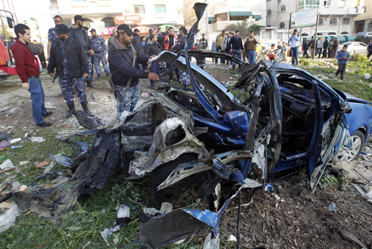 The wreckage from today's strike in Gaza.(Mohammed Abed/AFP/Getty Images)