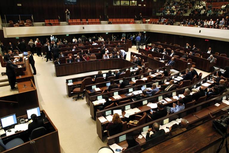 Israel's Knesset votes to dissolve on December 3, 2014. (THOMAS COEX/AFP/Getty Images)