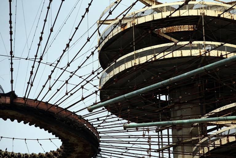 Part of the closed New York State Pavilion is viewed as part on a tour during festivities marking the 50th anniversary of the 1964 World's Fair, which opened in Flushing Meadows Corona Park on April 22, 2014 in the Queens borough of New York City. (Spencer Platt/Getty Images)
