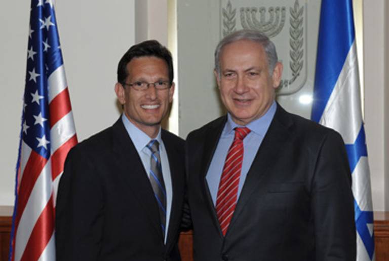 Rep. Eric Cantor and Prime Minister Netanyahu last year.(Amos Ben Gershom GPO via Getty Images)