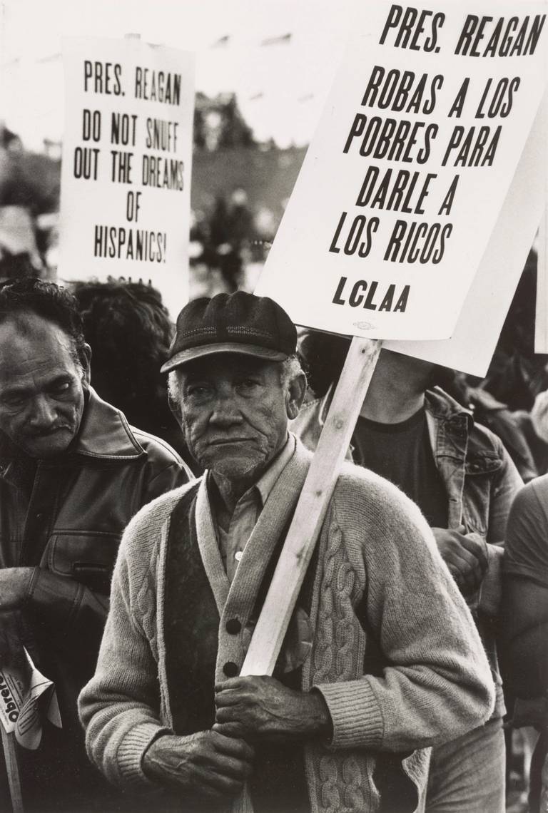 Migrant farmworker at a demonstration in Washington, D.C., 1981