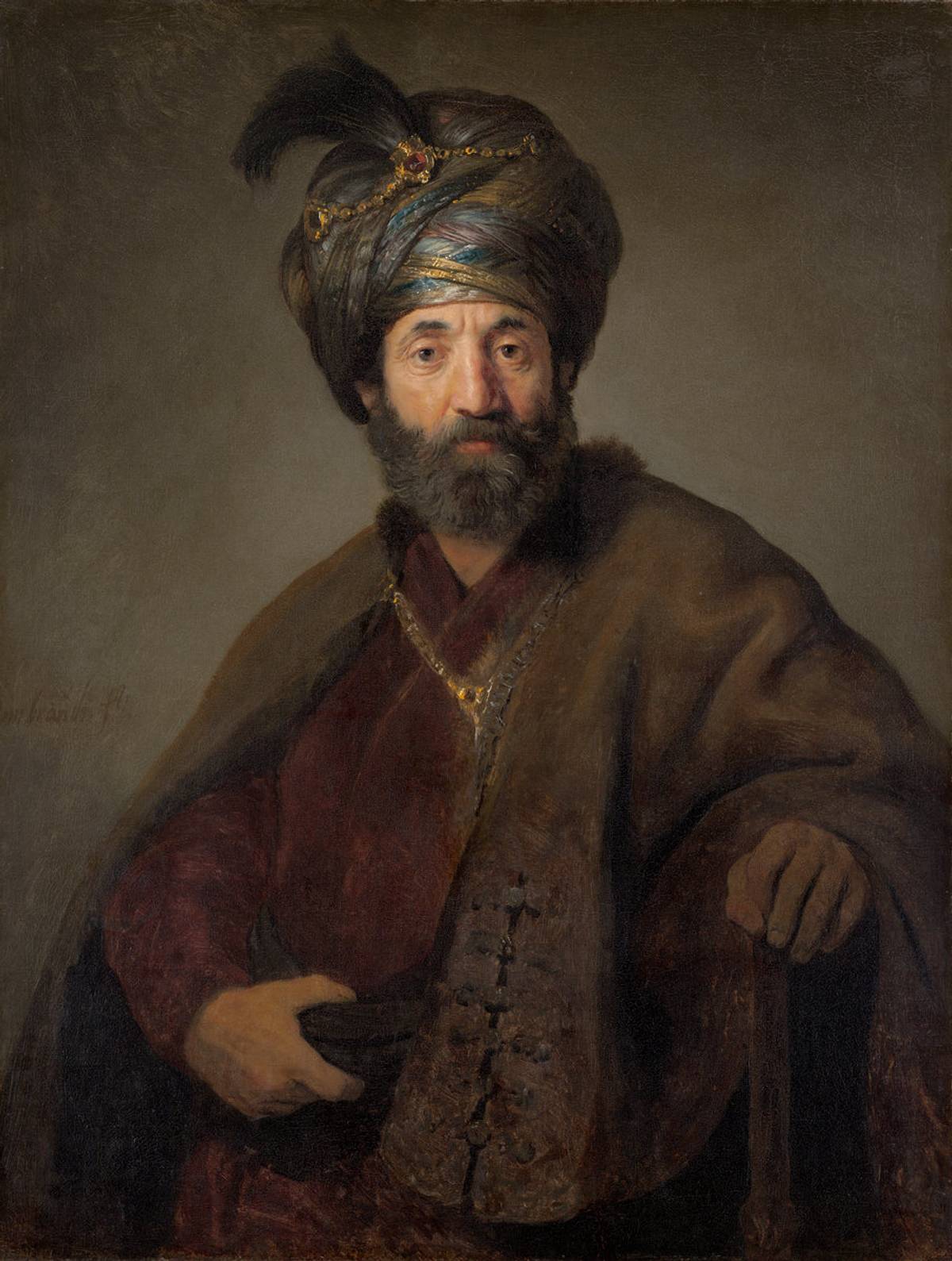 Rembrandt van Rijn and workshop (probably Govaert Flinck), 'Man in Oriental Costume,' circa 1635, thought to be Samuel Pallache