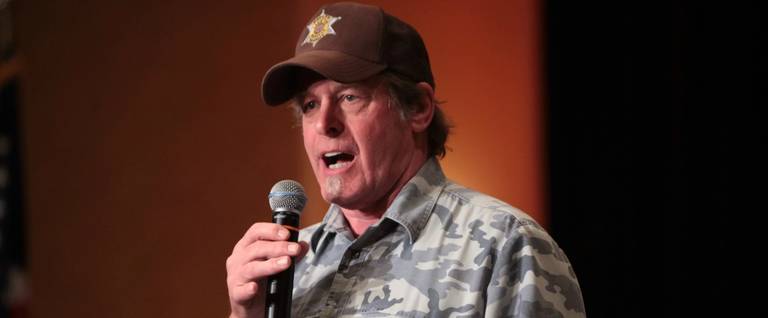 Ted Nugent speaking at the 2015 Maricopa County Republican Party Lincoln Day dinner in Scottsdale, Arizona, March 28, 2015.   