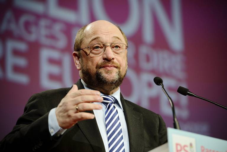 European parliament president Martin Schulz delivers a speech during a meeting gathering local representatives of France's socialist party (PS) on February 1, 2014, in Paris. (ERIC FEFERBERG/AFP/Getty Images)