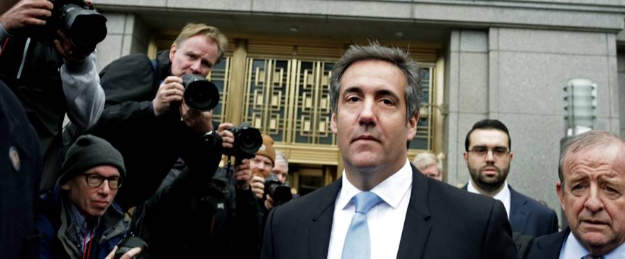 Michael Cohen leaves Federal Court after his hearing at the United States District Court Southern District of New York April 16, 2018 in New York City.