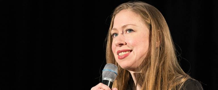 Chelsea Clinton speaking in Minneapolis at a Hillary for Minnesota rally at Plaza Verde