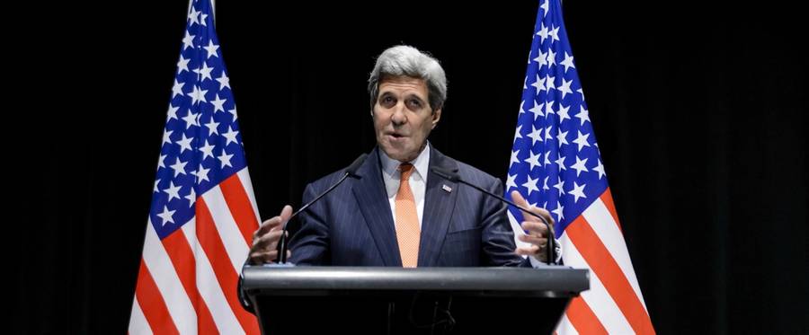 U.S. Secretary of State John Kerry in Lausanne, Switzerland, March 21, 2015