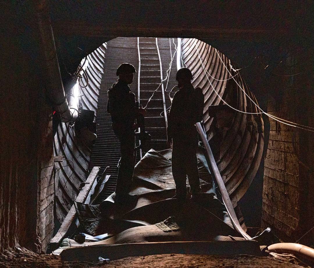 Soldiers exit a tunnel that Hamas reportedly used on Oct. 7 to attack Israel through the Erez border crossing in northern Gaza, on Jan. 07, 2024