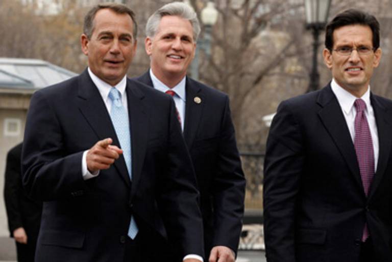 The House GOP leadership yesterday (Cantor on the right).(Chip Somodevilla/Getty Images)