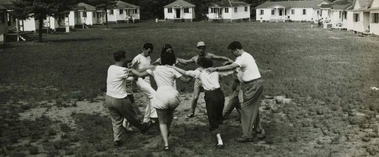 Jewish youth dancing the hora at Camp Wel-Met, 1948