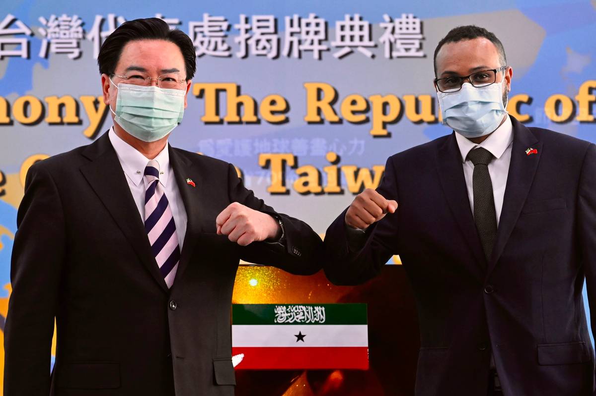  ‘It’s 8,000 kilometers from the Berbera Port to Taiwan.’ Mohamed Hagi, Somaliland's Taiwan representative, with Taiwan's Foreign Minister Joseph Wu, in Taipei, Sept. 9, 2020