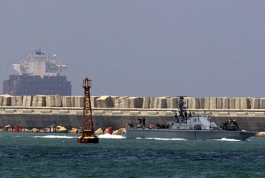 An Israeli naval vessel this morning in Ashdod.(Jack Guez/AFP/Getty Images)