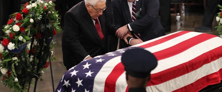 Former U.S. Secretary of State Henry Kissinger honors the late U.S. Senator John McCain inside the Rotunda of the U.S. Capitol, Aug. 31, 2018, in Washington, D.C.